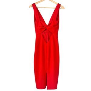 Katie May Red Lipstick Sleeves Cutout Body-con Romantic Sexy midi Dress Sz 14 NW